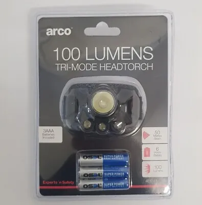 £6.99 • Buy ARCO 100 Lumens Tri-Mode Head Lamp/Torch 