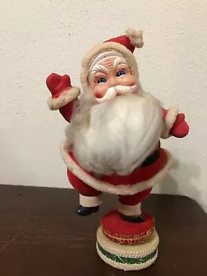 Vintage Koshien Flocked Santa Rotating Musical 14  Figurine Music Box Japan  • $14.99