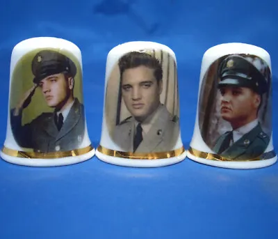 £9.95 • Buy Birchcroft China Thimbles -- Set Of Three -- Elvis Presley Military Service