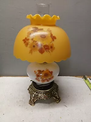 Vintage Milk Glass Sunflower Hurricane Lamp Light - Novelty Chrystal Corp • $24.99