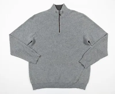 Giasone Sweater Mens XLarge Gray 1/4 Zip Pullover 2 Ply Cashmere Adult Preppy • $34.99
