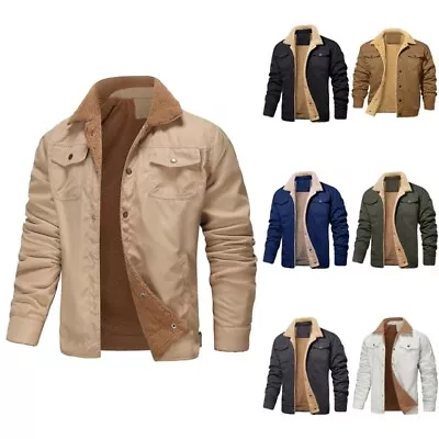 £22.99 • Buy Mens Fleece Cotton Lined Thick Coat Winter Warm Button Bodywarm Jacket Outwear