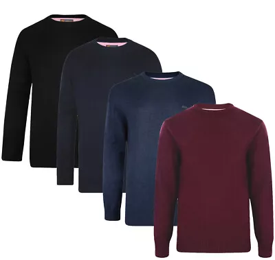 Mens KAM Plain Crew Neck Sweater Jumper Long Sleeve Top Big Size Casual 2XL-6XL • £14.99