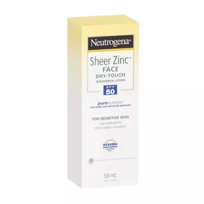 Neutrogena Sheer Zinc Face Dry Touch Sunscreen Lotion SPF50 59mL - Makeup Wareho • $13.99