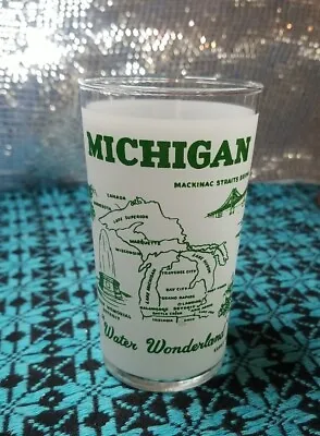 Souvenir Frosted Drinking Glass Michigan Water Wonderland • $10