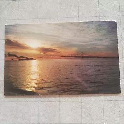 Vintage K-39 Mackinac Bridge Sunset Suspension Michigan Postcard Photo Souvenir • $3