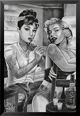 FRAMED Hepburn And Marilyn Monroe Tattoos By James Danger Harvey 36x24 Poster • $87