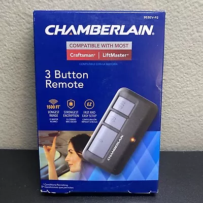 Chamberlain 953EV-P2 3 Button Garage Door Remote - Black FREE SHIPPING • $14.49