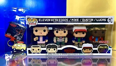 Funko 8 Bit -Stranger Things-  Eleven W/ Eggos Mike Dustin & Lucas W/ Keychain • $49.99