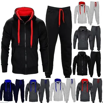 Mens Fleece Hooded Puffer Jacket Sweatshirt Tracksuit Zip Up Hoodie Gym Full Xl • £10.90