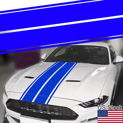 78'' Blue Sport Racing Stripe Car Hood Roof Decal Vinyl Sticker For Ford Mustang • $23.99