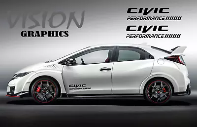 Honda Civic Performance Car Vinyl Decal 2x Stickers Race Civic Type R JDM • £8.30