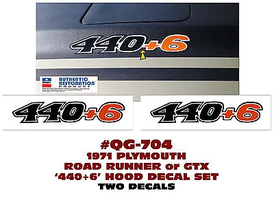 $20 • Buy SP QG-704 1970 PLYMOUTH - ROAD RUNNER And GTX - 440+6 HOOD DECAL - TWO DECALS