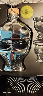 Outer Space Vodka Chrome Glass Bottle Alien Head EMPTY  • $29