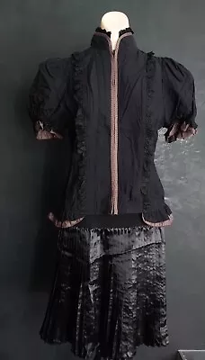 RQ-BL Steampunk Goth Victorian Black Top Puff Sleeve  Women's Top Ascot • $30