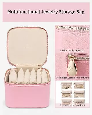 Travel Jewelry Box For WomenFaux Leather Jewelry Box With 6 Jewelry Pockets • $26.99