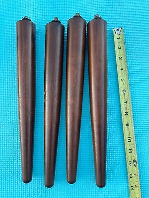 Set Of 4 Mid Century Modern Solid Walnut Tapered 14” Furniture Legs+TEE NUTS • $29