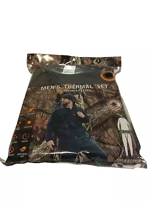 MOSSY OAK 2 Piece Top & Bottom Black Microfiber Fleece Thermal Set Men's XL NEW • $9.99