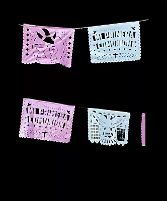Primera Comunion Banners~ 3Pack 18ft Each Banner-Plastic Papel Picado Pink • $18.99