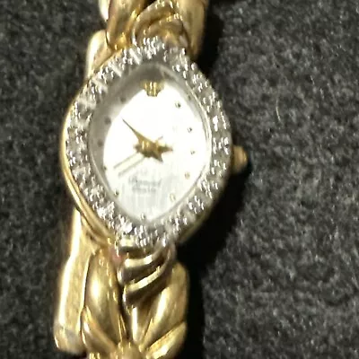 Vintage Jules Jurgensen Genuine Diamond Gold Tone Women's Ladies Quartz Watch • $12.78