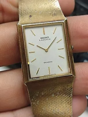 Vintage Gold Seiko Slim Mens Wrist Watch Square Seiko Lassale • $258.92