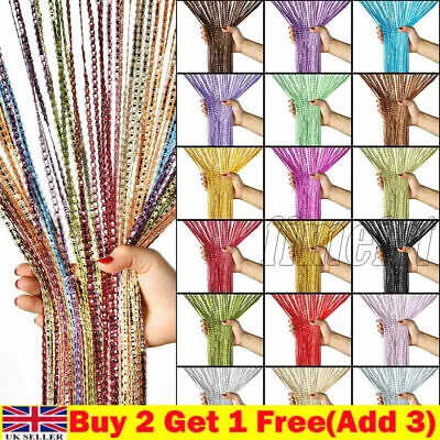 Hanging Beaded Curtains String Curtain Panels Door Fly Screen Room Divider Net • £5.39