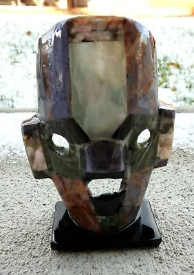 Vnt Mayan Face Mask Figurine Ethnic Mexican Abalone Shell Semi Precious Stones • $26