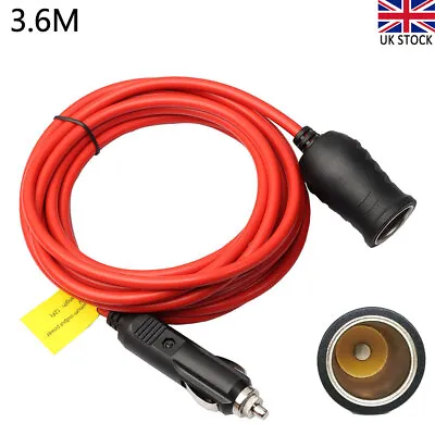 12V Car Cigarette Lighter Socket Plug Extension Cable Cigar Extend Cord 3.6M UK • £9.99