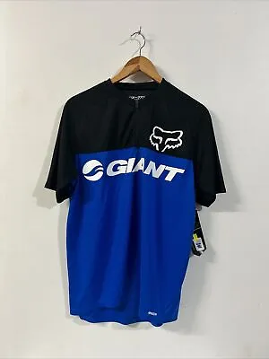 Brand New Giant Fox Cycling Jersey Short Sleeve Shirt Zip Blue Size Medium • $60