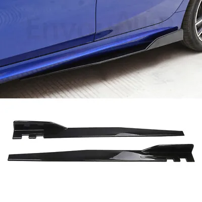 Universal Car Gloss Black 46  Side Skirt Extension Rocker Panel Splitter • $52.25