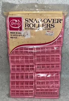 VTG 70s/1977 GOODY Snap-Over Hair Rollers~NIP~18 Med.~PINK~#9574/2~Tight Locking • $14.99