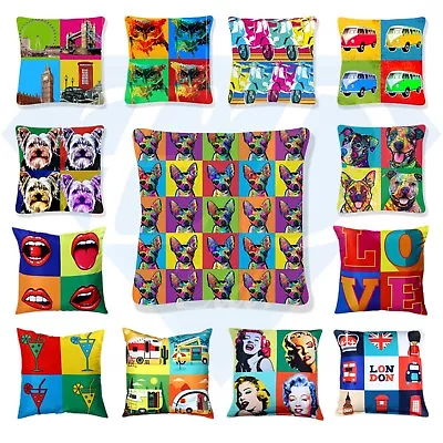 Luxury Digital 3D Printed Pop Art Cushion Covers (18  X 18 ) Dog/Scooter/London • £3.95