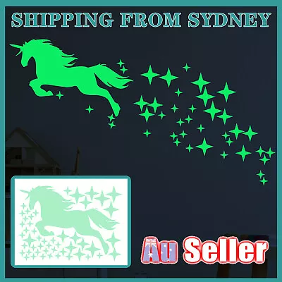 Unicorn Glow In The Dark Stars Wall Stickers Kids Bedroom Decals DIY Decor AU • $5.68