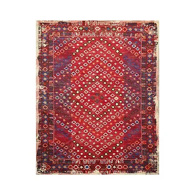 8' X 11' Auth. Mohawk Home Boho Chic 100% Wool Area Rug Red Made In USA 8x11 • $699.99