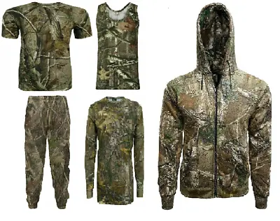 Mens Camouflage Printed Jungle T-shirt Realtree Camo Print Long Short Top S-8xl • £7.98