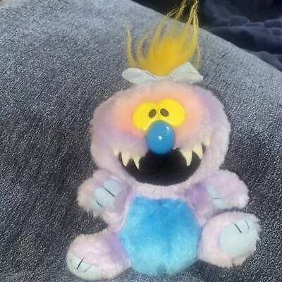 Vintage Kuddlee Uglee Plush Monster 6  Cute Small Tara Purple Blue My Pet Rare • $22