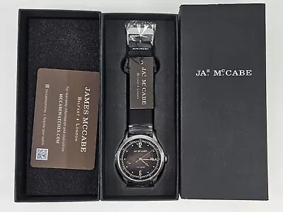 New James McCabe Heritage 42mm Stainless Steel Leather Band Smoky Black Dial NIB • $42.99