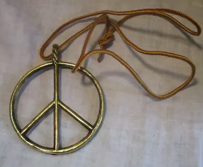 Peace Sign Pendant Vintage Cord • $12