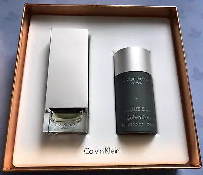 Calvin Klein Contradiction Men EDT 100ml +Deodorant Stick 100gm Gift Set Vintage • £79.99