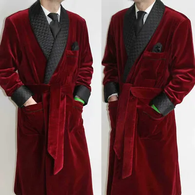 Smoking Jacket Men Corduroy Suits Long Velvet Gown Custom Vintage Evening Coat • $79.94