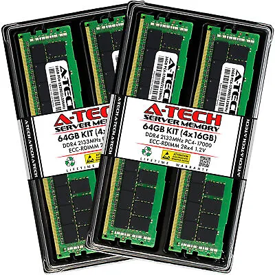 A-Tech 64GB 4x 16GB 2Rx4 PC4-17000R DDR4 2133MHz ECC REG RDIMM Server Memory RAM • $87.96