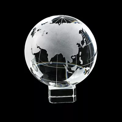 $25 • Buy Crystal Glass Etched Clear Earth Globe Sphere With Stand 3.15 In