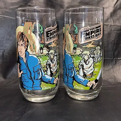 2 Vintage 1980 Luke Skywalker Star Wars Empire Strikes Back Glass Tumbler • $20