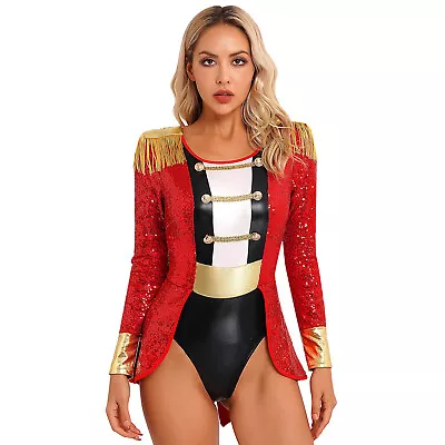 Women Halloween Party Circus Ringmaster Costume Lion Tamer Leotard Dress Cosplay • $45.64