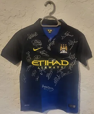Manchester City Away Jersey 2014-15 Signed By The Entire Team 2016-17. KIDS SIZE • $199