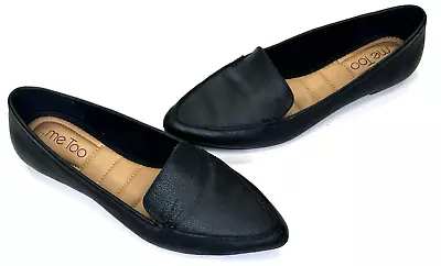 Me Too CORI Loafers Flats Women's 6.5 M Black Pebbled Leather Pointed Toe Shoes • $18.99