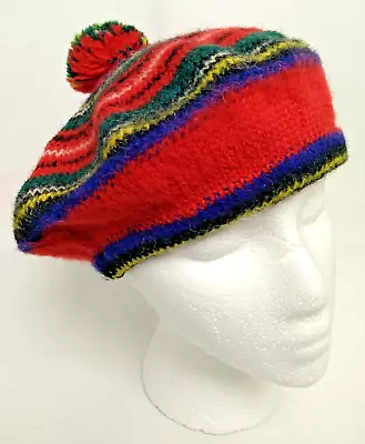 Vintage Robert Mackie Of Scotland Royal Stewart Wool Hat Tam O Shanter Beret • £19.95