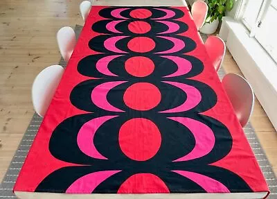 Vintage Marimekko Kaivo Fabric Tablecloth Red Geometric Curtain Or Wall Hanging • $105