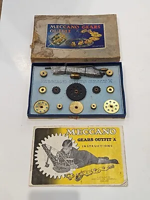 Vintage Meccano Gears Outfit A 1951 Complete In Original Box With Manual • £34.99