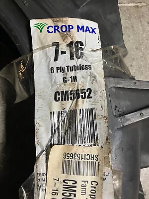 1 New 7 - 16 Crop Max Farm Torque G-1W 6 Ply Tractor Tire • $95